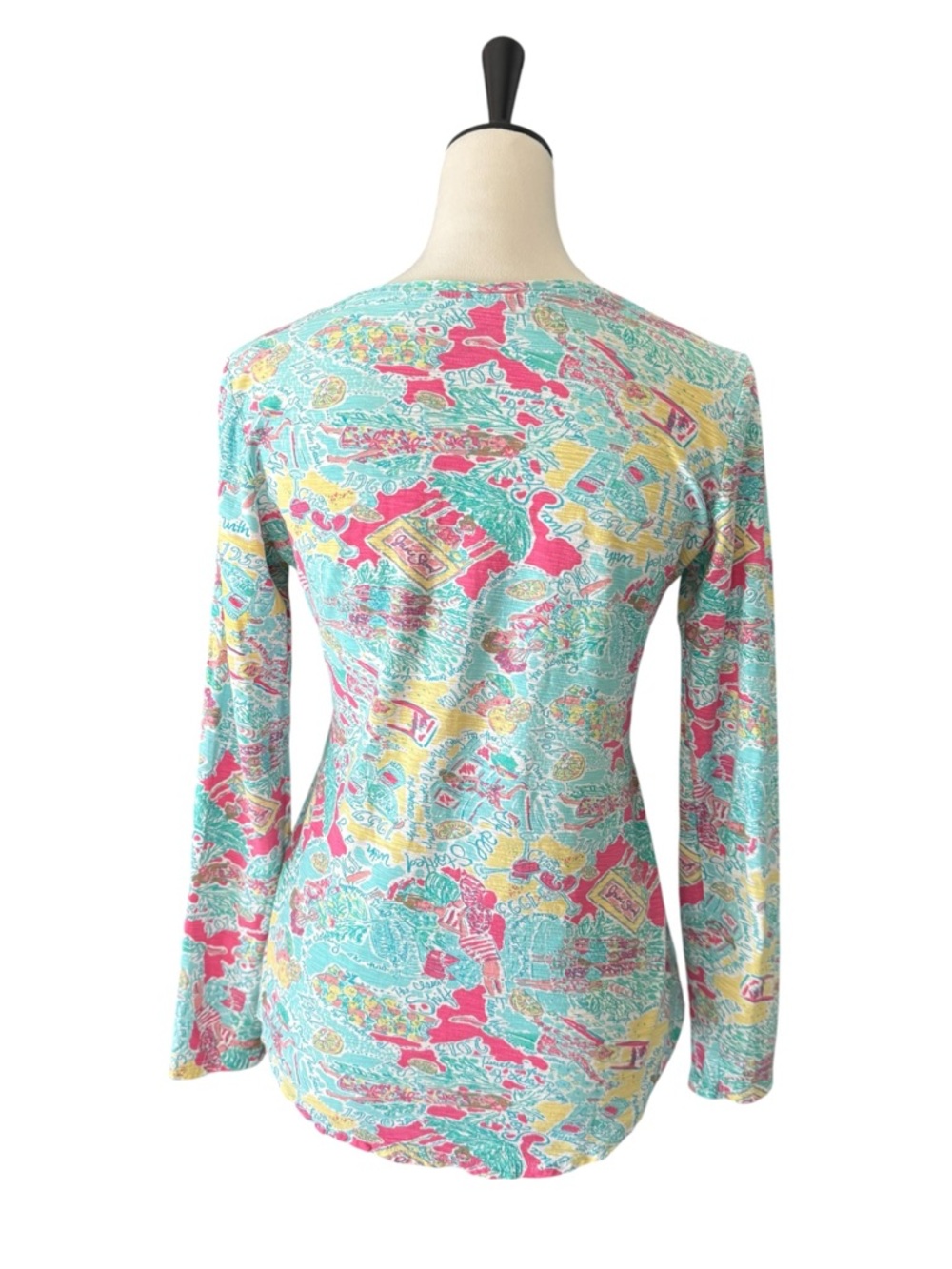Lilly‎ Pulitzer “In The Beginning” Printed V-Neck Long Sleeve Top – Size Medium - Picture 2 of 12